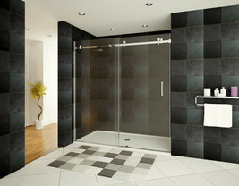 44-48&quot;Wx76&quot;H Semi-Frameless Sliding Shower Door ULTRA-B Chrome by LessCare - £503.08 GBP