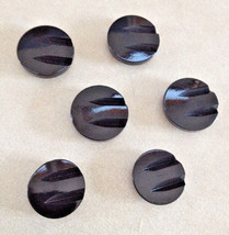 Lot of 6 Vintage Art Deco Mid Century Black Plastic Shank Buttons 1.75cm... - £19.91 GBP