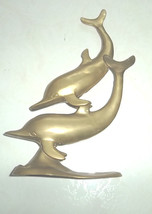 Vintage Brass- Mid Century Solid Large Handmade Collectible Dolphins Heavy Sculp - £236.29 GBP