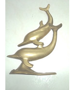 Vintage Brass- Mid Century Solid Large Handmade Collectible Dolphins Hea... - $299.99