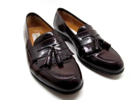 Mezlan Santander Burgundy Leather Kilted Tassel Loafers Size US 9 W - £30.81 GBP