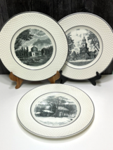 Set of 3 Copeland Spode Mansard Black White Historic Plates 10.75&quot; - £51.17 GBP