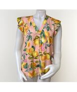 Joie Citrus Blossom Top Womens Sz M Silky Flutter Sleeve Summer Blouse V... - $22.06