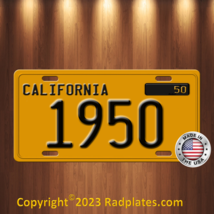 Vintage Replica 1950s yellow 1950 California Aluminum License Plate Tag - £13.21 GBP