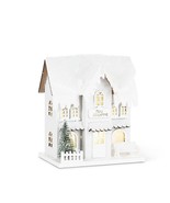 Snowy Christmas Toy Shoppe Statue LED 6&quot; high Two Story Papercraft White... - $24.74