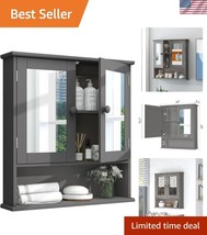 Space-Saving Grey Medicine Cabinet with Mirror: Perfect for Bathrooms &amp; ... - $103.49