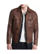 John Varvatos Collection Men&#39;s Mark Sheep Leather Trucker Jacket Coconut... - $348.12