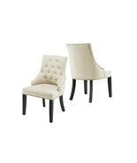 Orora Dec Mid Back Button Tufted Fabric Dining Chair with Low-Profile Ar... - $217.25