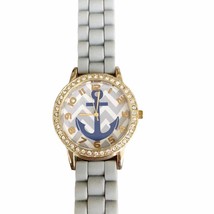 Charming Charlie Grey Navy Anchors Away Rhinestone Bezel Quartz Movement Watch - £25.58 GBP