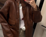 Zara Brown Cognac Leather Bomber Jacket Women Coat BNWT 5479/064 - $403.76