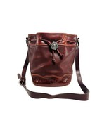 Brighton VTG Brown Cowhide Leather Shoulder Bucket Handbag Tote Purse Bag - £27.65 GBP