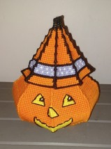 Halloween Jack O Lantern Pumpkin Candy Basket Bucket Plastic Canvas Comp... - $279.59 MXN