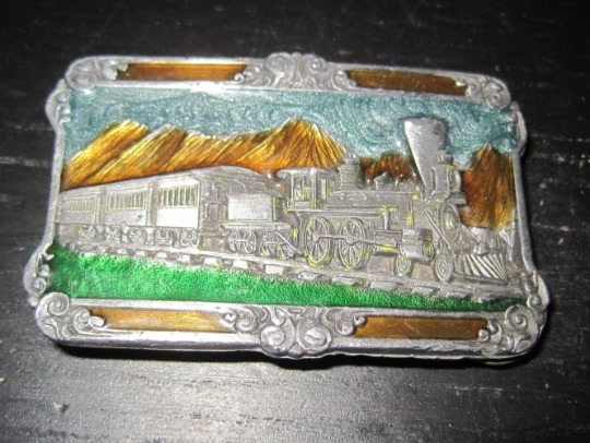 Vintage SISKIYOU Buckle Co. Inc Coal Train Railroad Metal Belt Buckle - $34.99