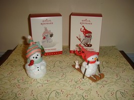 Hallmark 2015 Snow Better Friends &amp; 2017 Snowman On The Slopes Ornaments - £22.87 GBP
