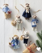 Coastal Grand Mice Felt Christmas Tree Ornaments Set Of 6 Handcrafted - £170.13 GBP