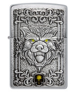 Zippo Lighter - Fierce Wolf  Emblem Brushed Chrome Finish - 855886 - $43.18