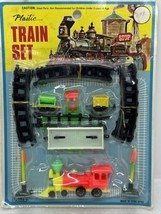 Vintage Plastic Train Set Neon Colors Sealed 7.25x9.75” Made In Hong Kon... - £18.18 GBP