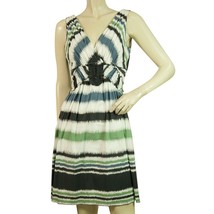 BCBG Max Azria Blue Green Gray Stripes Sleeveless Mini Length Dress size XS - $153.45