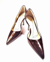 Women High Heel Brown Pump Size 8.5 Patent Leather Dorsay Pointed AK ANN... - $42.00