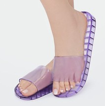 Purple Transparent 90s Retro Summer Beach Jelly Slide Sandals Flip Flop ... - £10.85 GBP