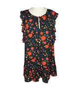 J.Crew Factory Flutter Sleeve Floral Dress Size Large Keyhole Front Lined - £26.76 GBP