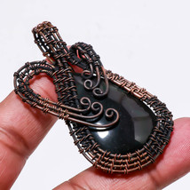 Black Onyx Gemstone Ethnic Wire Wrapped Handcrafted Pendant Copper 2.50&quot; SA 1662 - £3.89 GBP