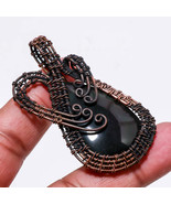 Black Onyx Gemstone Ethnic Wire Wrapped Handcrafted Pendant Copper 2.50&quot;... - £3.90 GBP