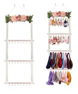 Bow Holder For Girls Headband Organizer w/32 Gold Hooks, Hanging Hair Cl... - £14.87 GBP