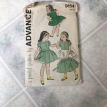 8155 ~ Vintage 50&#39;s Advance Sewing Pattern ~ Girls Party Dress &amp; Apron S... - £25.35 GBP
