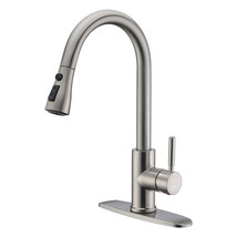 Single Level Stainless Steel Kitchen Sink Faucets with Pull Down Sprayer - £140.39 GBP