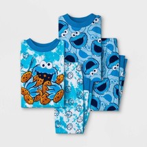 Toddler Boys&#39; 4pc Sesame Street Cookie Monster Short Sleeve Pajama 18M (P) - £13.03 GBP