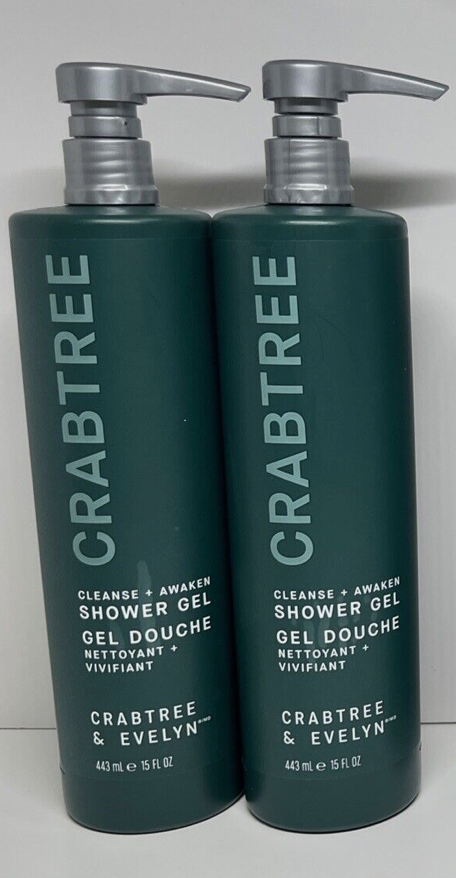 2 Bottles Crabtree And Evelyn Cleanse + Awaken SHOWER GEL 15oz NEW - $69.29