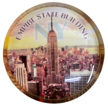 Small Empire State Building  Round Glass Fridge Magnet - $6.99