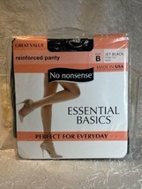 VINTAGE No Nonsense Panty Hose SZ B Reinforced Panty JET BLACK Sheer Toe... - $11.83