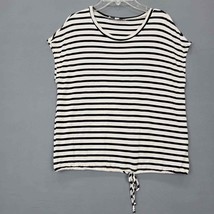 Green Envelope Womens Shirt Size M Sleeveless White Black Stripe Round Neck Top - £7.67 GBP