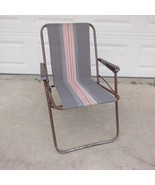 Vintage Zip Dee Lawn Folding Chair Brown Stripe, Airstream, Camp - $1,103.63 MXN