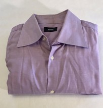 HUGO BOSS Button Dress Shirt Men&#39;s 16 32-33 Purple - £12.73 GBP
