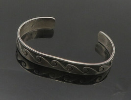 Mitchell Sockyma Hopi 925 Silver - Vintage Ocean Waves Cuff Bracelet - BT7198 - £170.22 GBP