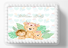 Safari Themed Zoo Jungle Edible Image Cake Topper for Baby Shower, Gender Reveal - £11.33 GBP+