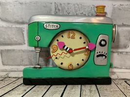 Allen Designs stitch sewing machine vintage green hanging wall clock no ... - $49.49