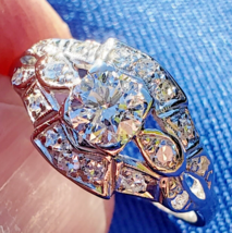 Earth mined Diamond Deco Gatsby era Engagement Ring Antique Platinum Solitaire - $5,600.25