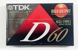 1 TDK D60 Slimline EcoCase High Output Type I Blank Cassette New! - $74.23 MXN
