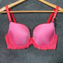 New ADORE ME Push Up T-Shirt Padded Underwire Contour Pink Red Lace Bra 36D - £15.63 GBP