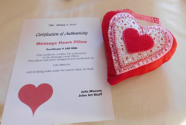 Heart Pillow with Pockets for Message - 7.5&quot; Originalm handmade with seq... - $34.64