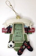 Kicking Up a Storm Soccer Christmas Tree Ornament Ball Cleats Field Net Sports - £15.95 GBP