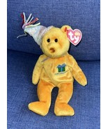 Vintage 2002 TY Beanie Baby Plush NOVEMBER the Birthday Bear w/Party Hat... - £6.28 GBP