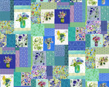 Cotton Painted Patchwork Flowers Bouquets Vases Fabric Print by Yard D65... - $13.95