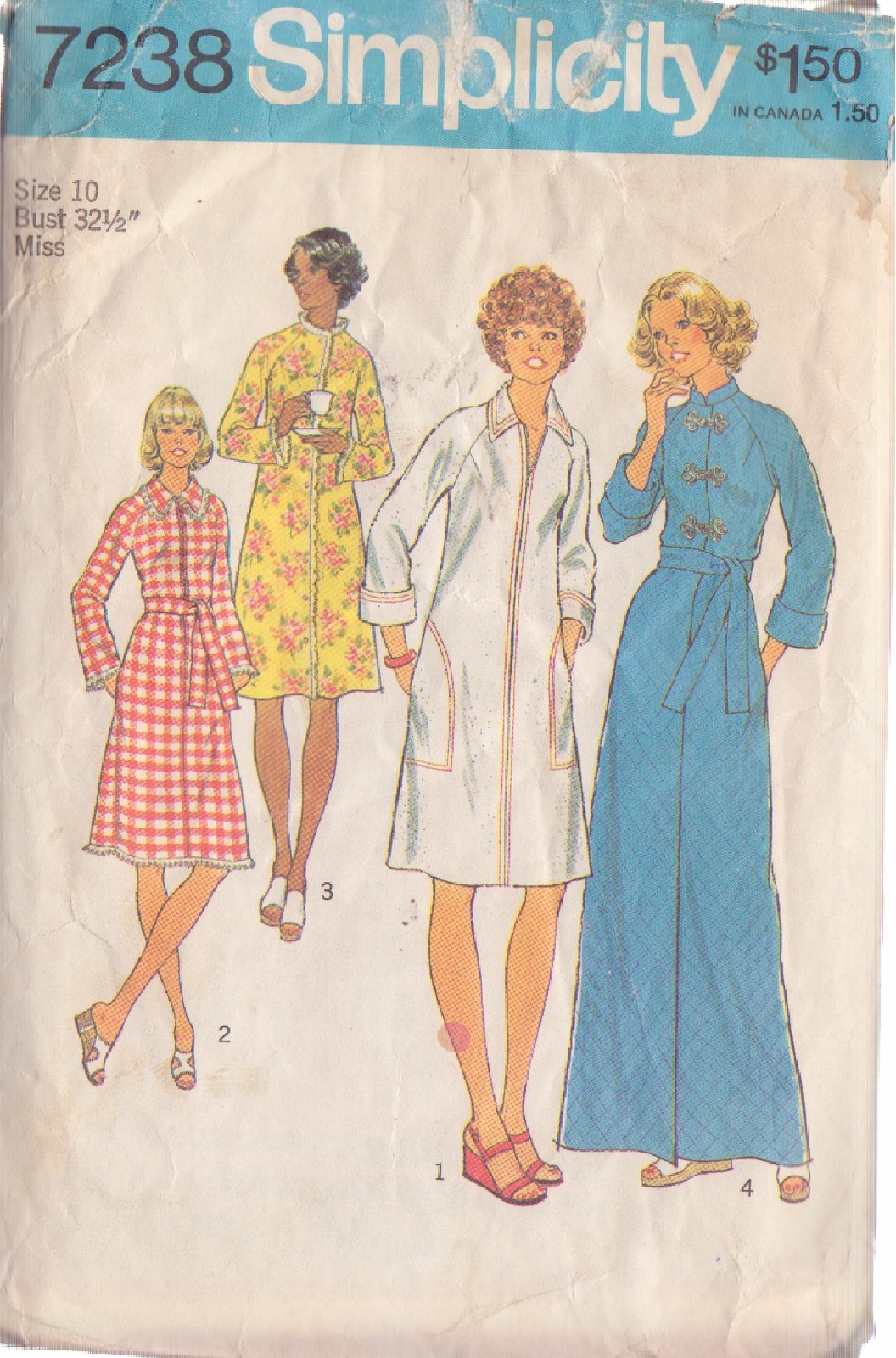 SIMPLICITY PATTERN 7238 SIZE 10 MISSES'  ROBES 2 LENGTHS - $3.00