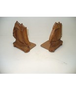 Pair of Syroco Wooden Schooner Sailboat Bookends 6&quot; x 5&quot; Wide 3&quot; Wide Me... - $16.14