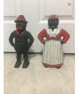 Vintage blackamoore cast iron metal coin bank  pair  - $400.00